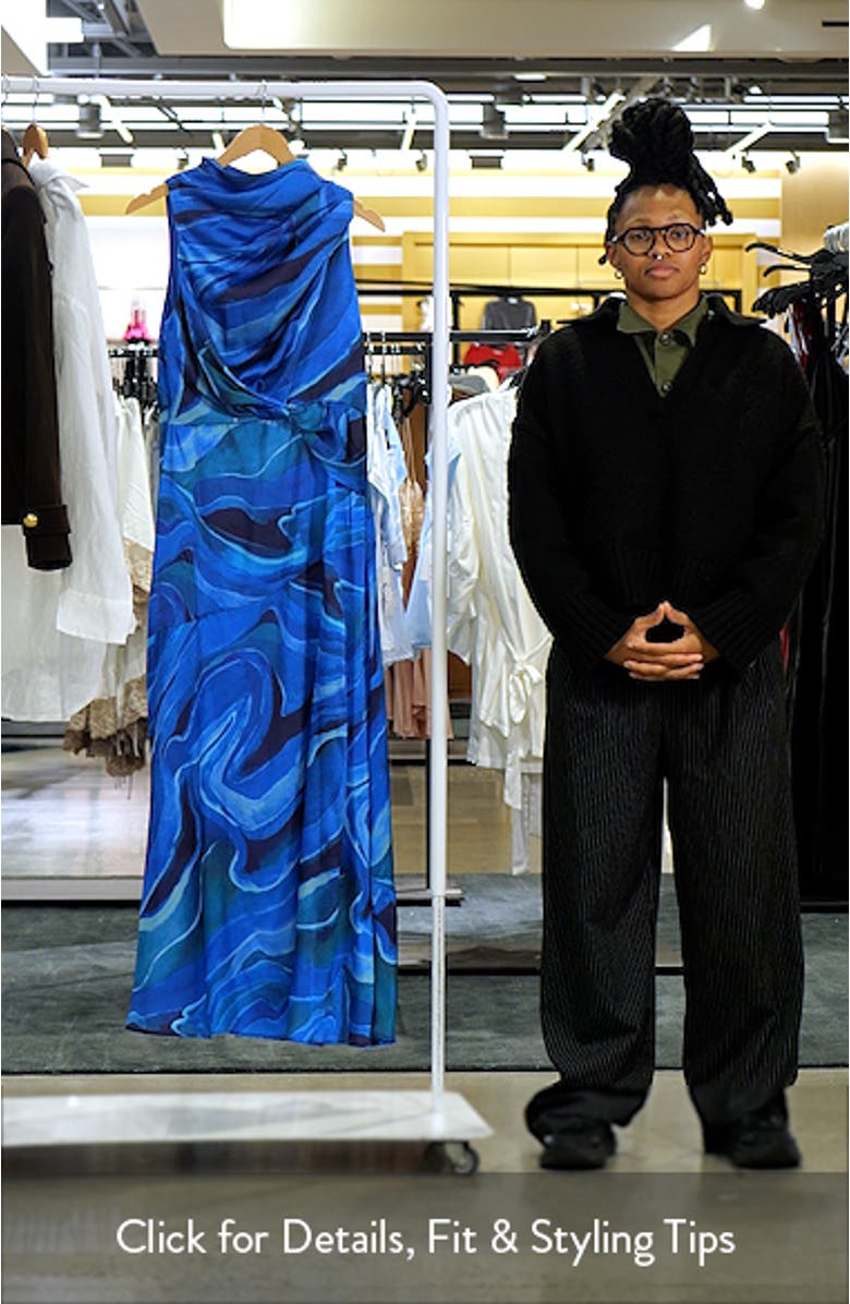 Abstract Print Sleeveless Satin Maxi Dress, sales video thumbnail