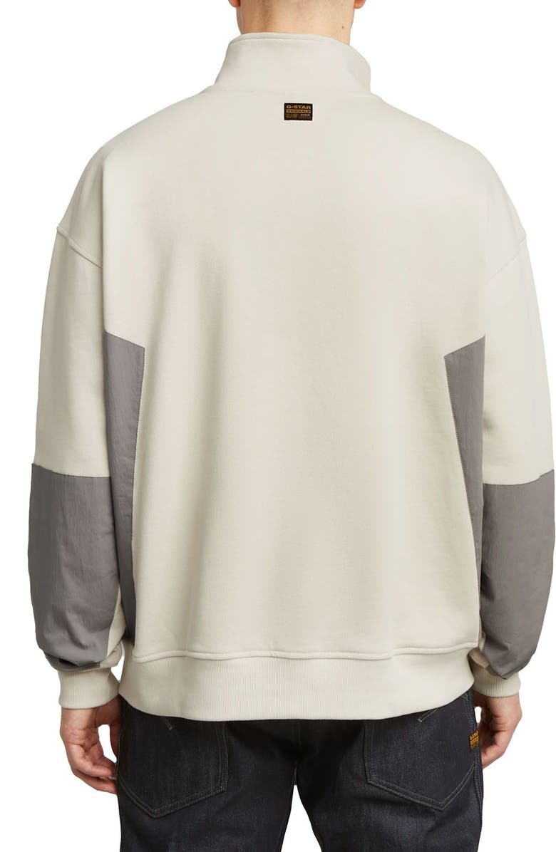 G-STAR Asymmetric Colorblock Organic Cotton Half-Zip Sweatshirt, Alternate, color, Whitebait