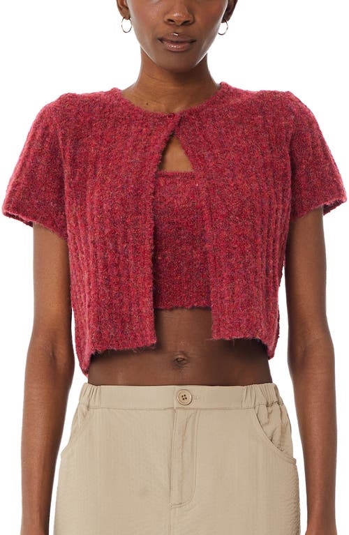Find Me Now Billie Marled Short Sleeve Crop Cardigan In Cardinal