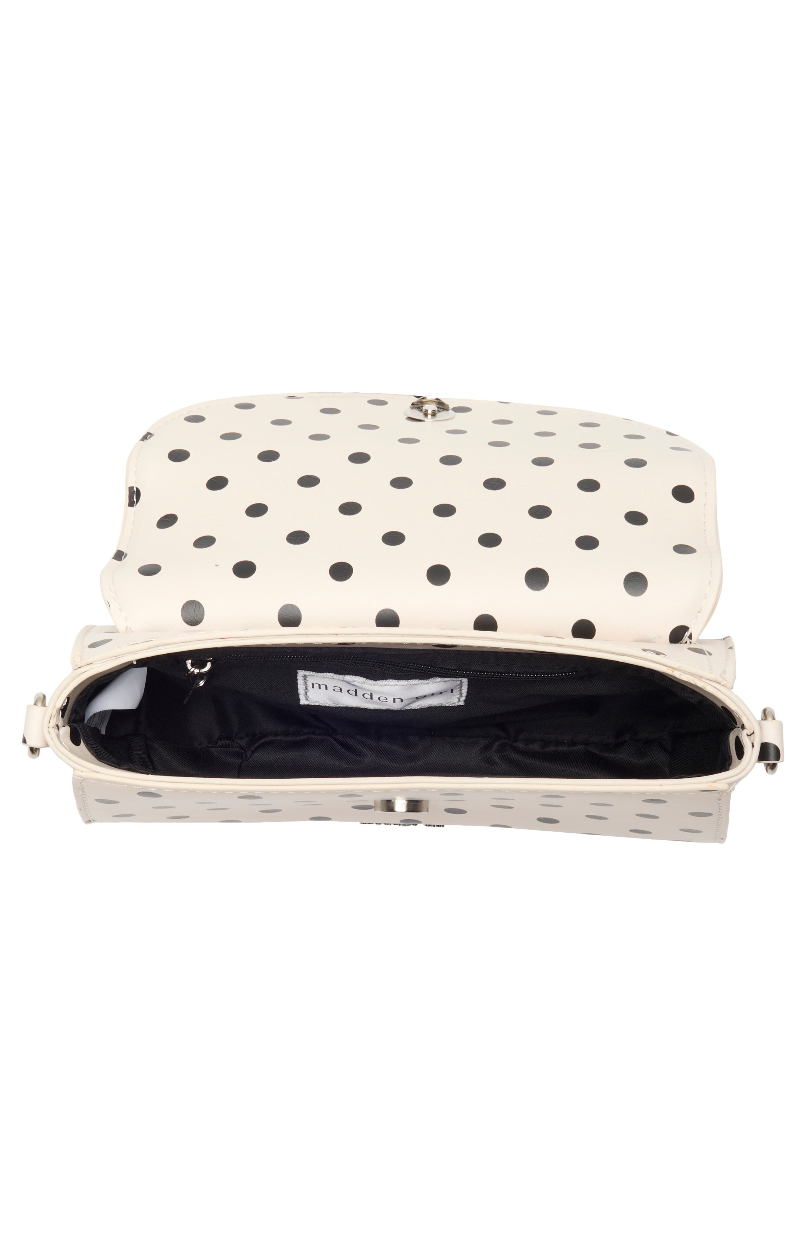 Madden Girl Top Handle Polka Dot Satchel, Alternate, color, Cream Polka Dot