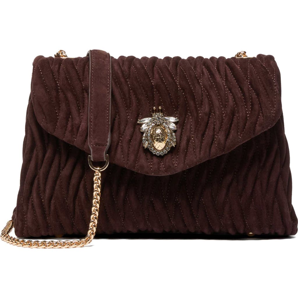 Dune London Darling Matelassé Suede Crossbody Bag In Brown