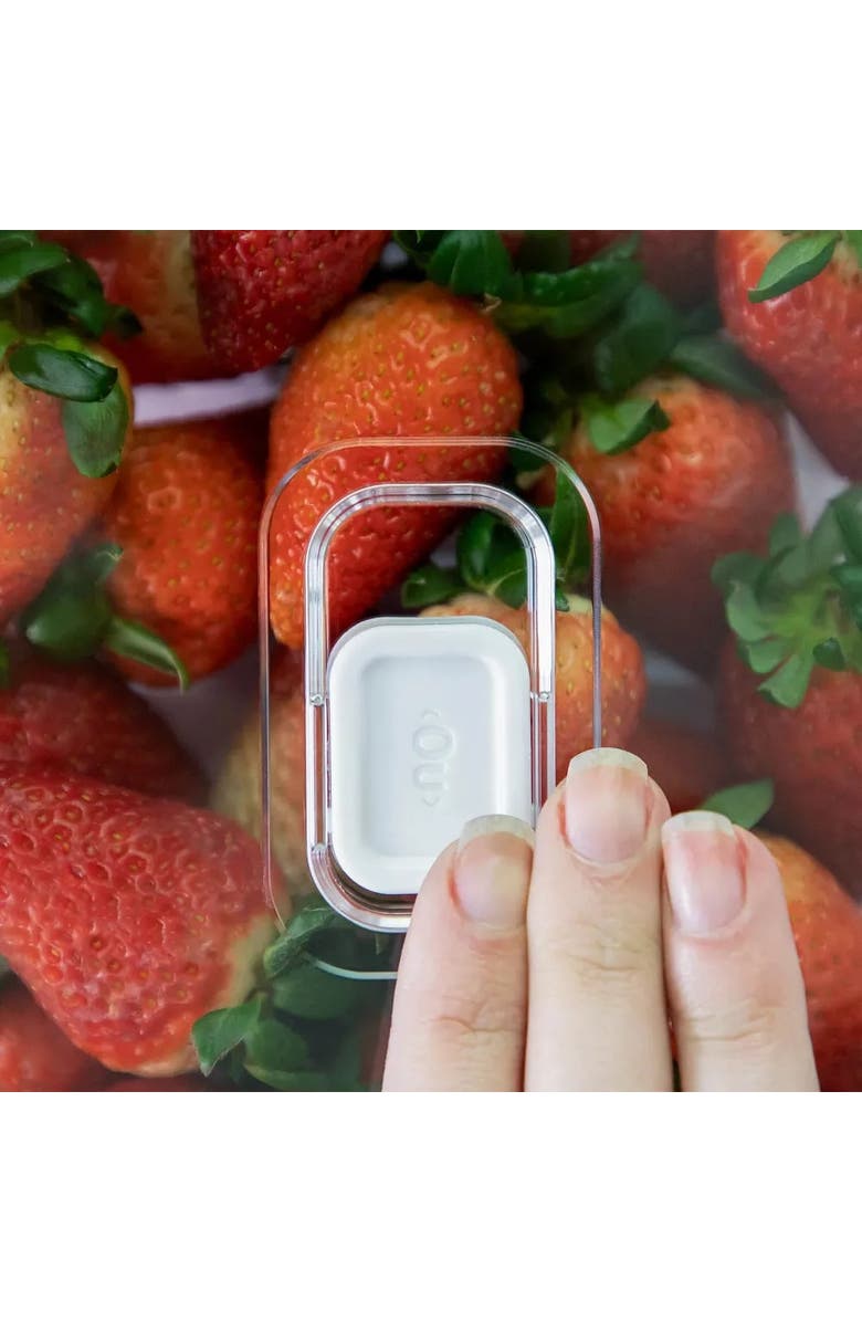 OU Clear Stackable Fridge Organizer Bin with Drain Tray and Vented Lid, 4 Pack, Alternate, color,