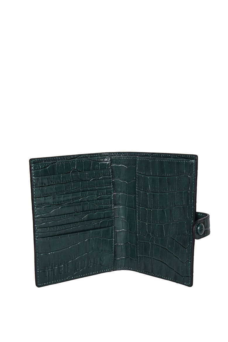 Upcycled Leather Passport Wallet, Alternate, color, Forest Green Croc