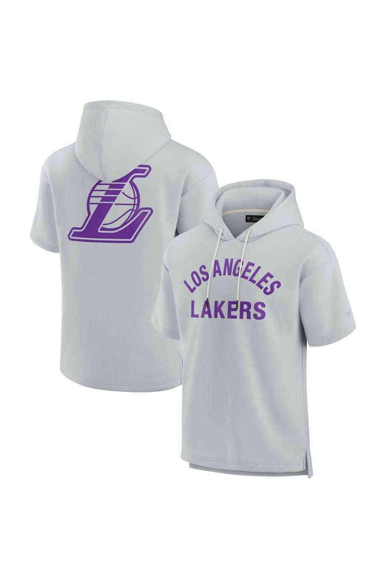 Unisex Fanatics Signature Gray Los Angeles Lakers Elements Super Soft Fleece Short Sleeve Pullover Hoodie, Main, color, Gray
