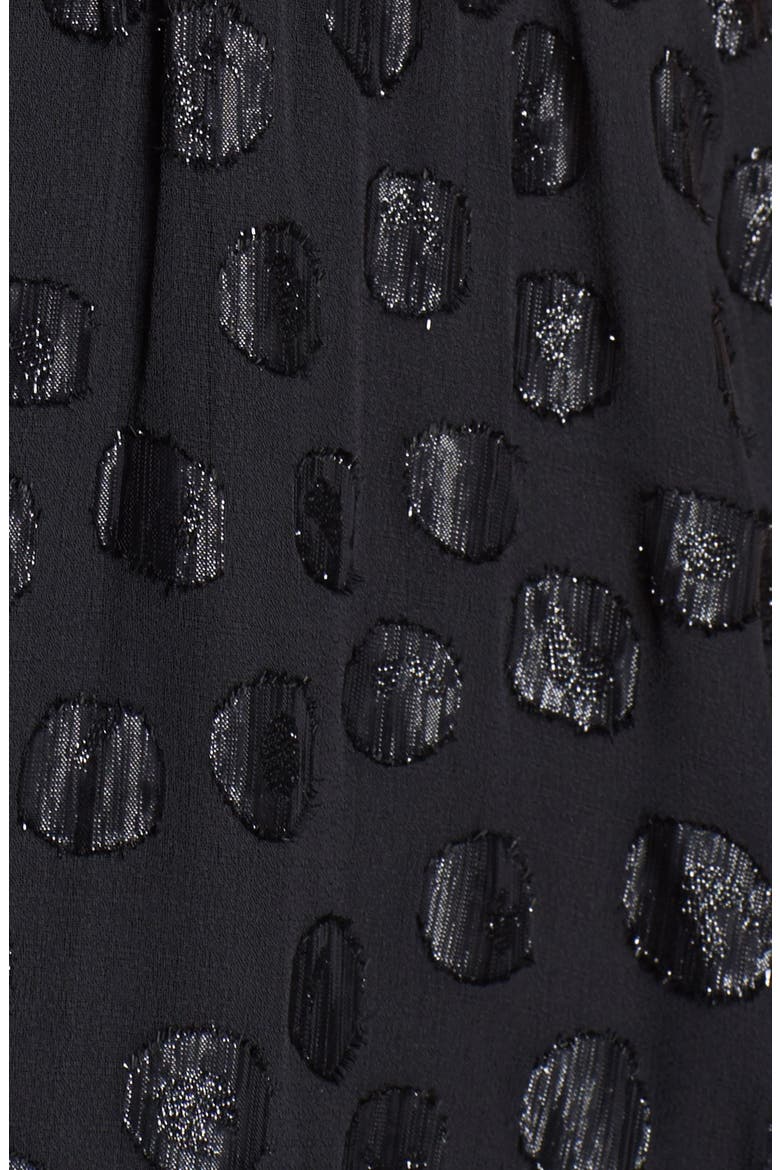 'Evan' Metallic Dot Maxi Dress, Alternate, color, BLACK