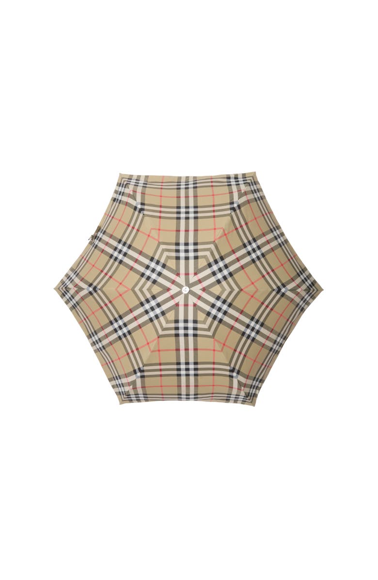 Burberry Check Folding Umbrella, Alternate, color, Sand