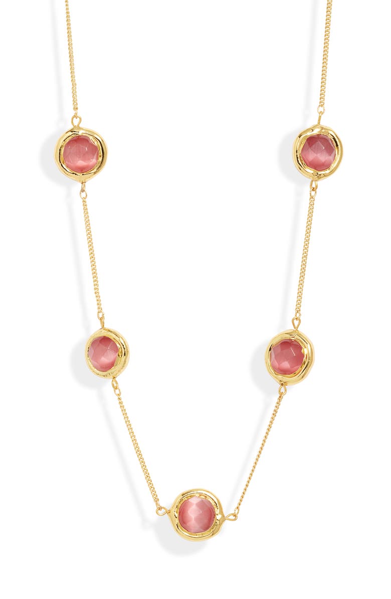 Karine Sultan Crystal Station Necklace, Main, color, Gold