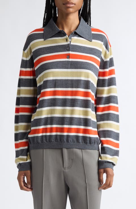 Ryan Stripe Merino Wool Polo Sweater