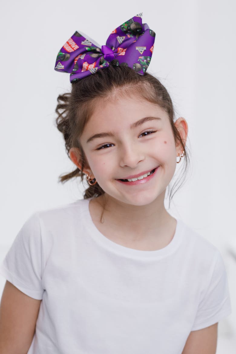 Elastic Hair Tie Bow, Alternate, color, Purple Grave Digger