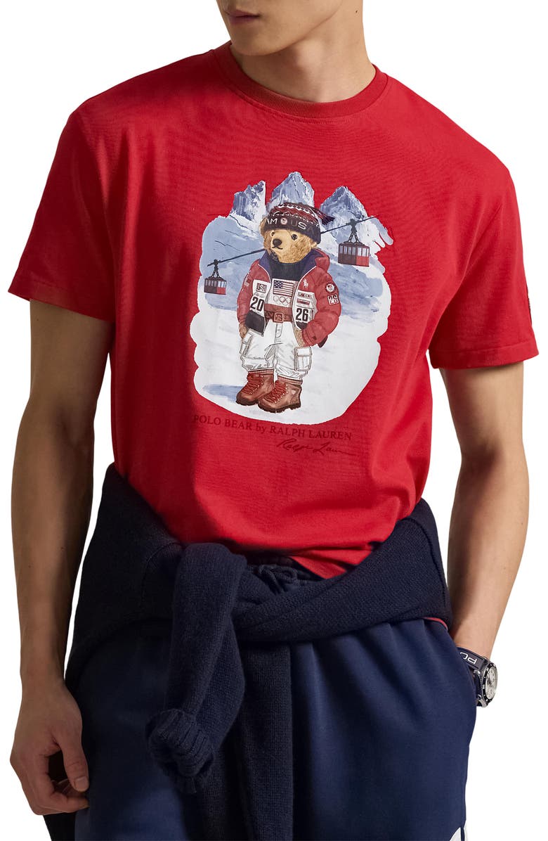 Polo Ralph Lauren Team USA Polo Bear Graphic T-Shirt, Main, color, Red