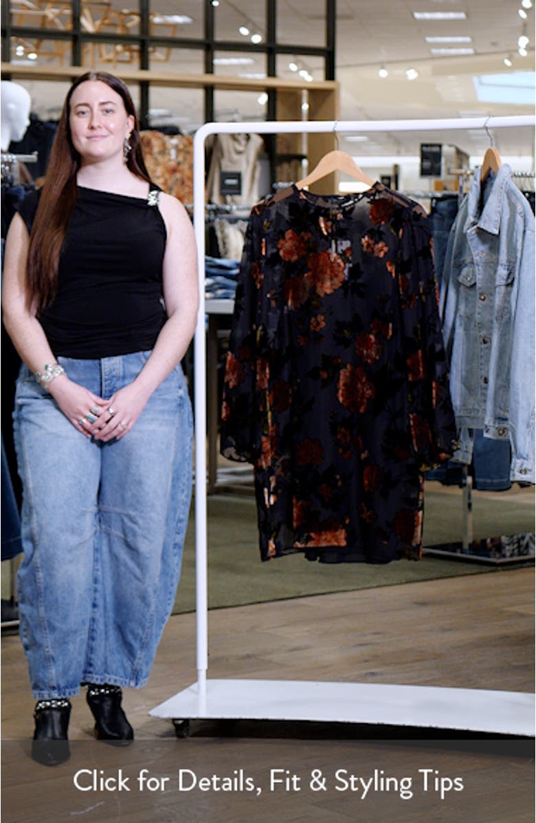 Floral Velvet Burnout Long Sleeve Minidress, sales video thumbnail