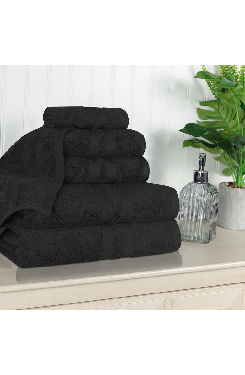 Superior Solid Cotton 6-Piece Towel Set, Alternate, color, Black