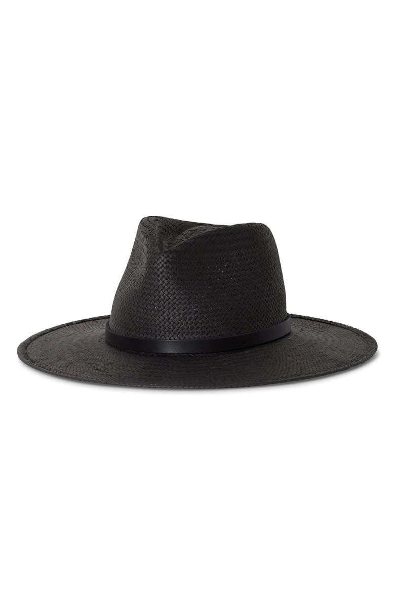 Janessa Leoné Sherman Packable Straw Fedora, Main, color, Black