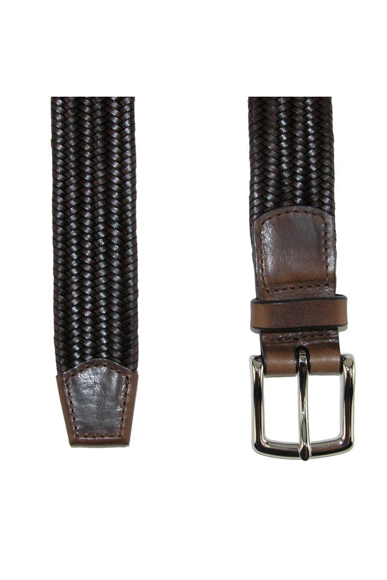 Men's Daytona Braided Leather Stretch Belt, Alternate, color, Brown