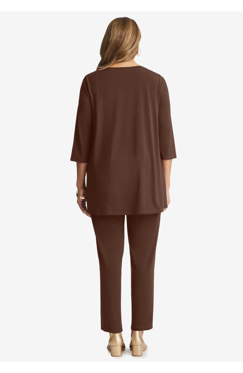 Jessica London 2-Piece Stretch Knit Mega Swing Set, Alternate, color, Black Ivory Glen Plaid