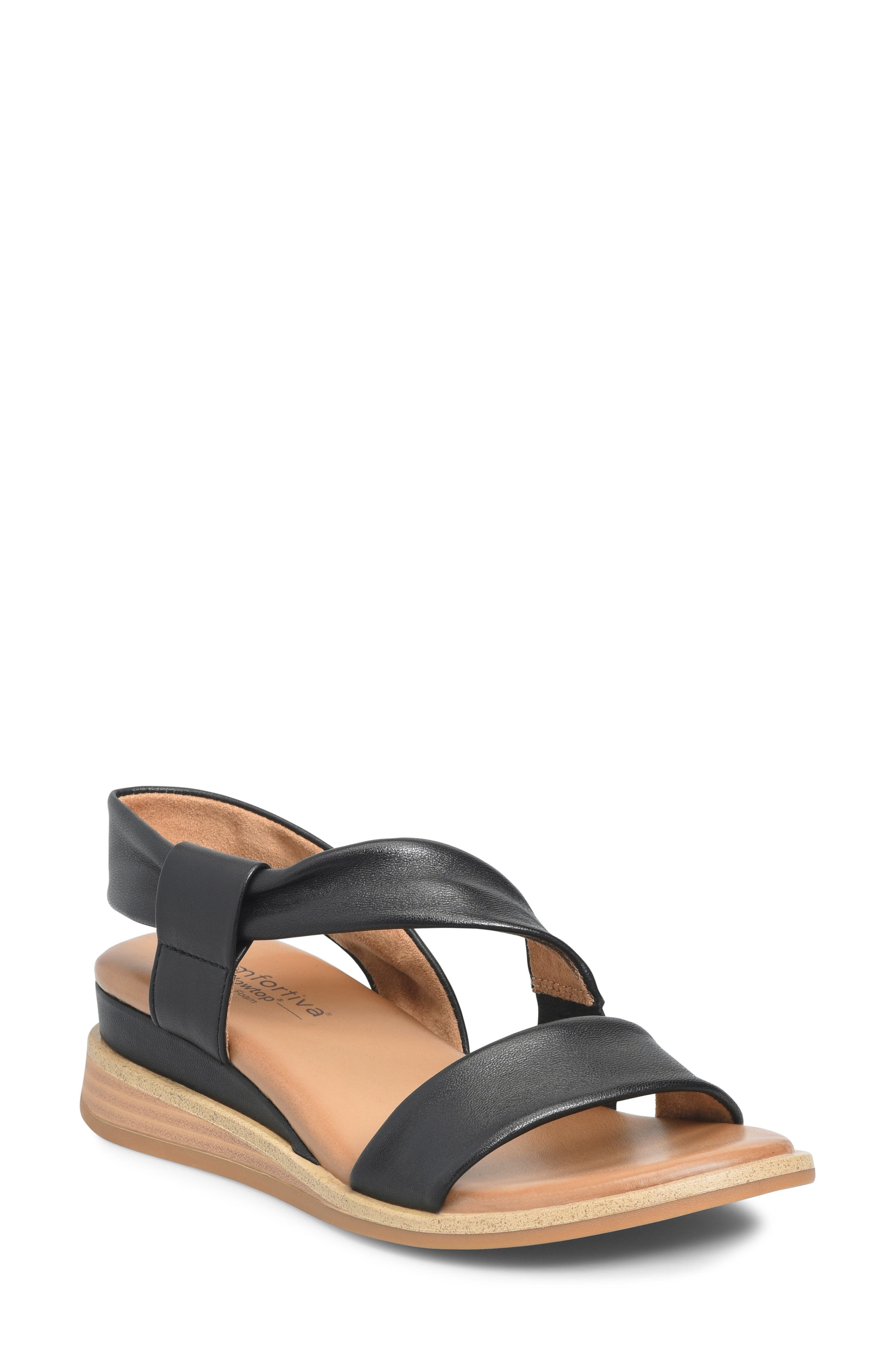 Comfortiva Marcy Wedge Sandal, Main, color, Black