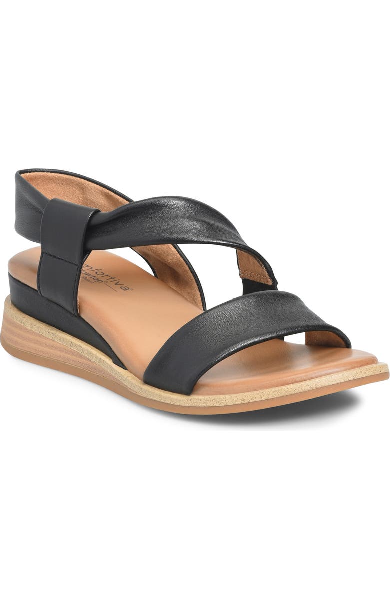 Comfortiva Marcy Wedge Sandal, Main, color, Black