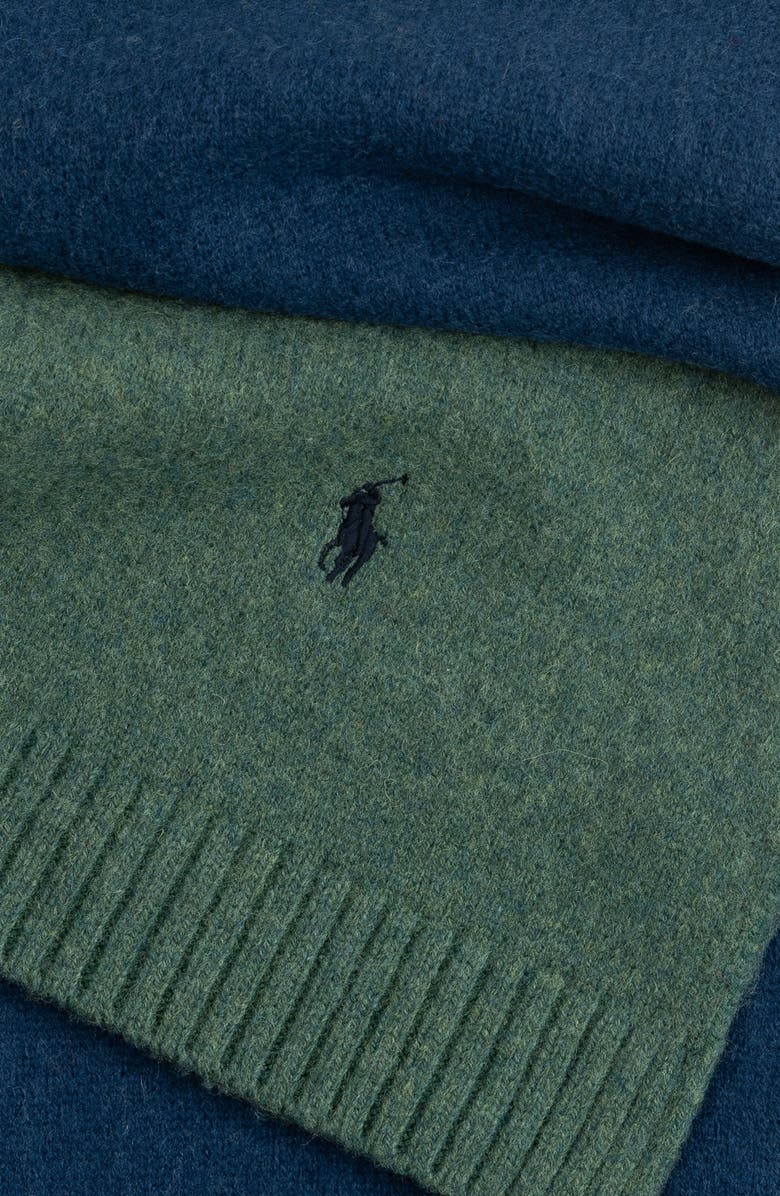 Polo Ralph Lauren Stripe Brushed Wool Scarf, Alternate, color, Navy/ Green