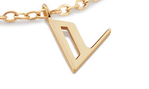 Monica Vinader Small Initial Pendant Necklace In 14kt Solid Gold - V