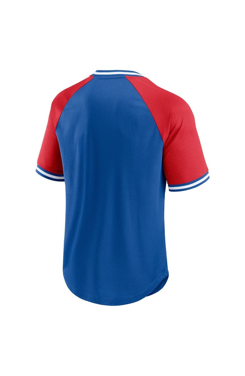 FANATICS Men's Fanatics Branded Royal/Red New York Giants Second Wind Raglan V-Neck T-Shirt, Alternate, color,