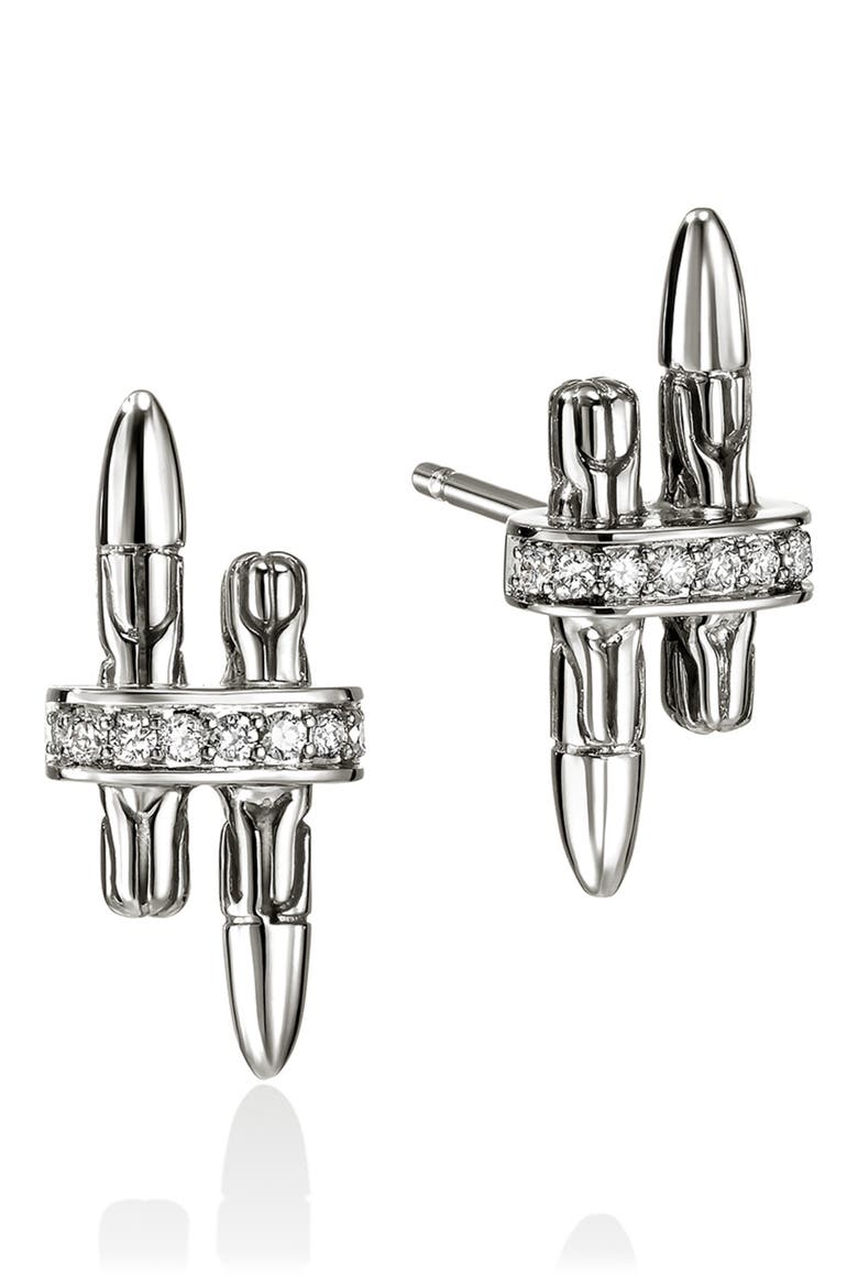 Spear Stud Earrings, Sterling Silver, Main, color, SILVER