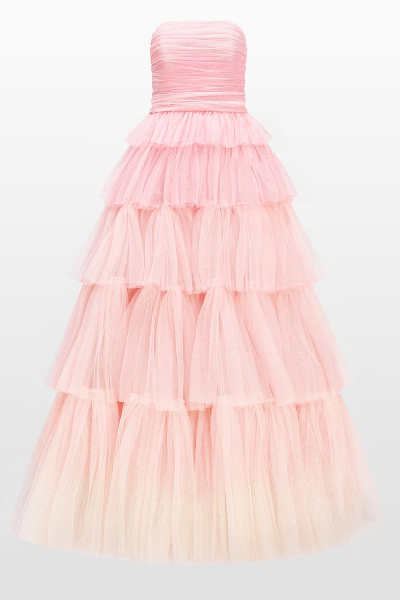 Adore Tiered Bow Gown, Alternate, color, Blossom Ombre