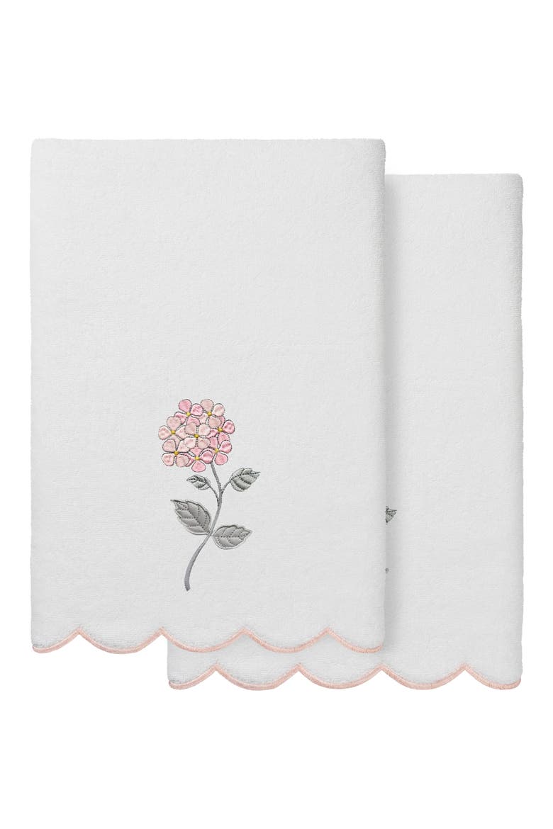 Hydea Scalloped 2-Piece Bath Towel Set, Main, color, WHITE/ PINK