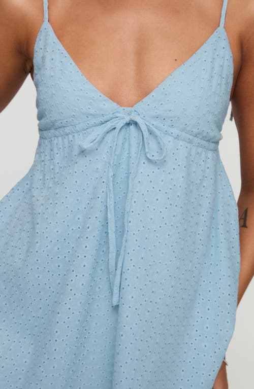 PRINCESS POLLY PRINCESS POLLY PAVLOS EYELET EMBROIDERED COTTON BABYDOLL MINIDRESS