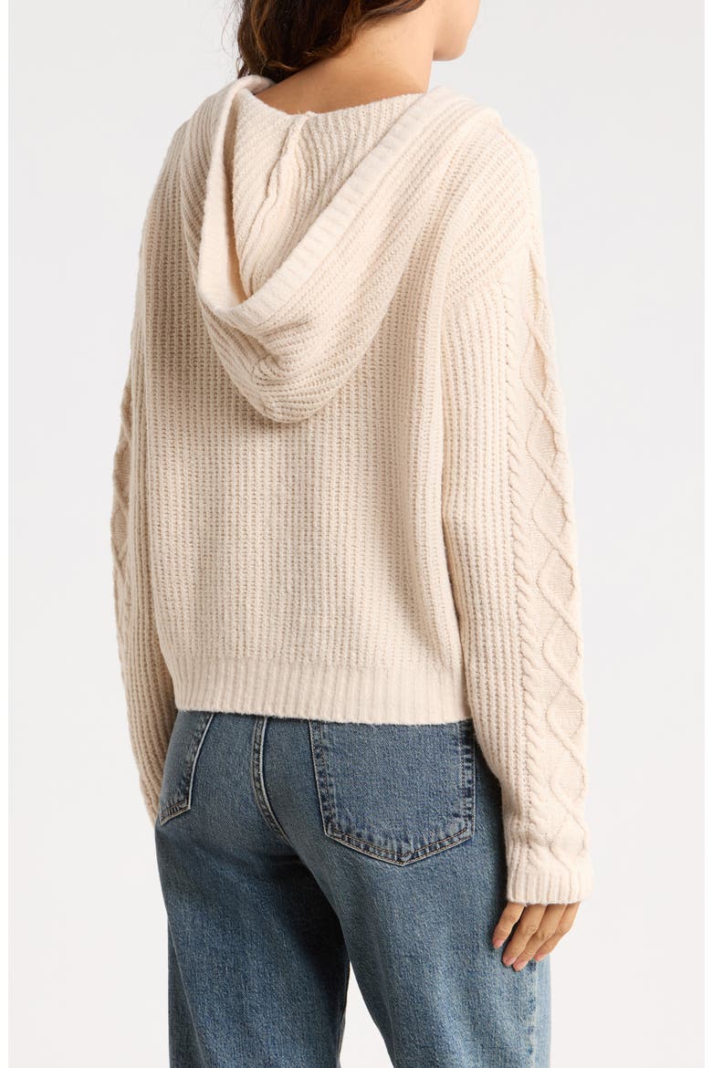 Toggle Front Hooded Cable Cardigan, Alternate, color, OATMEAL