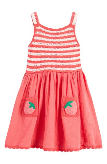 Next Kids' Mixed Media Cotton Dress In Red