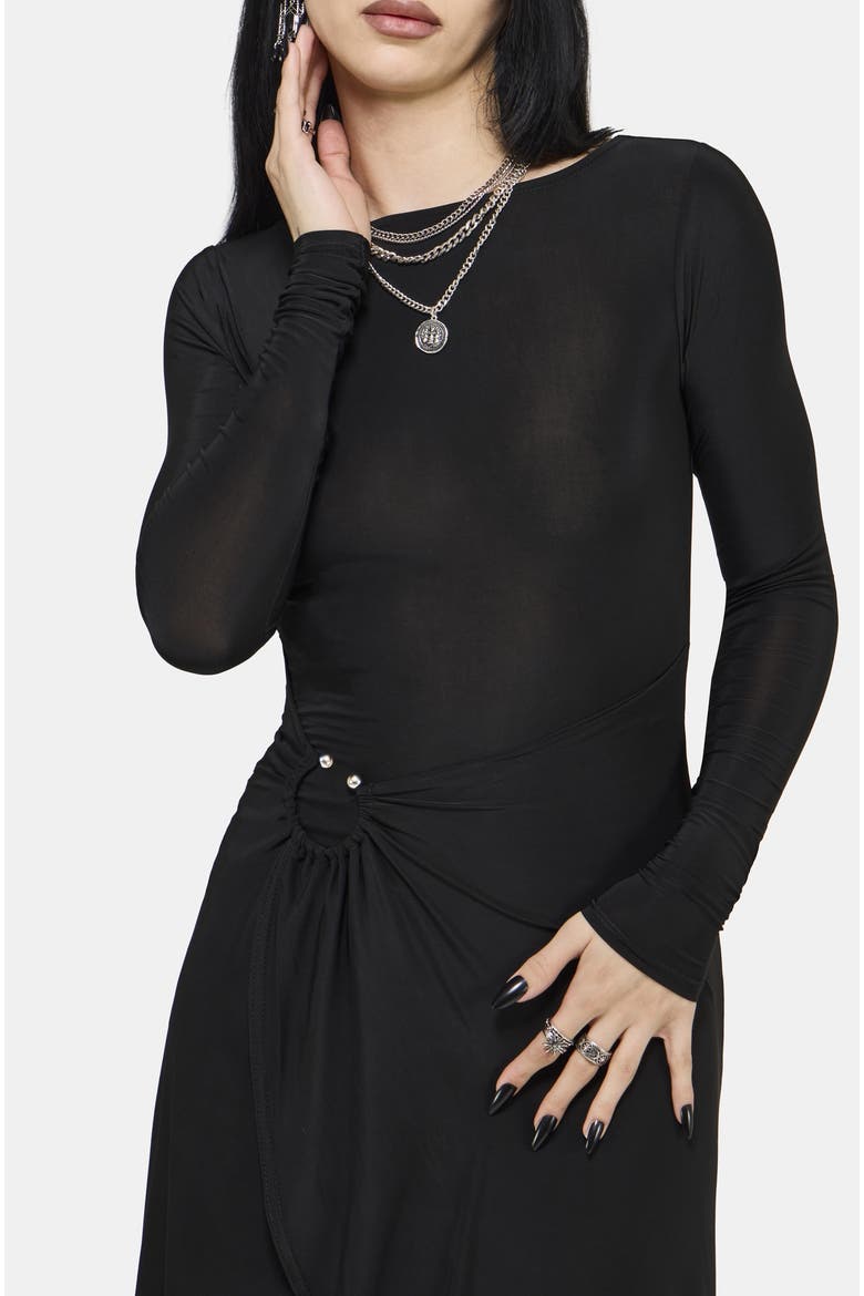 Bellamira Ring Waist Midaxi Dress, Alternate, color, Black