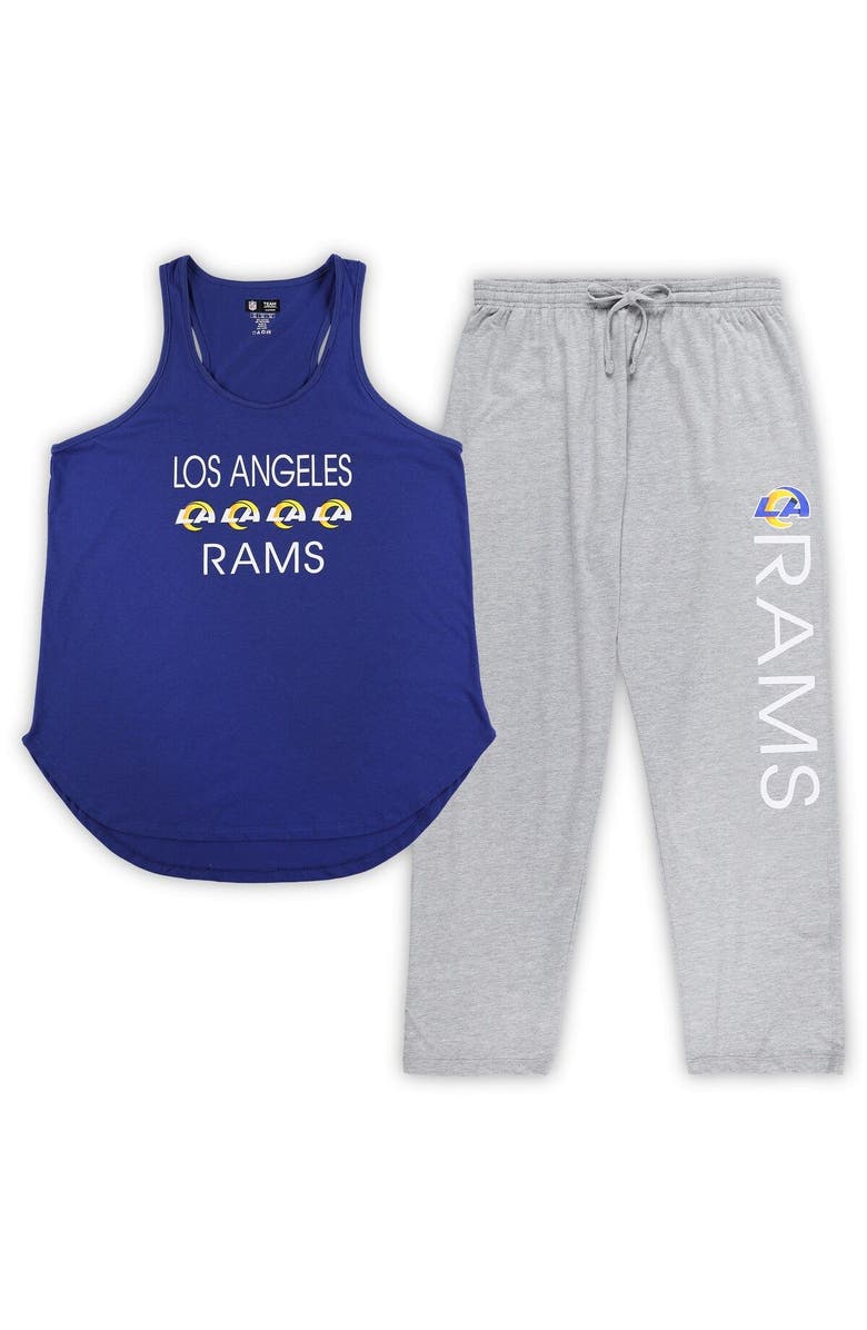 CONCEPTS SPORT Women's Concepts Sport Royal/Heather Gray Los Angeles Rams Plus Size Meter Tank Top & Pants Sleep Set, Main, color, Royal