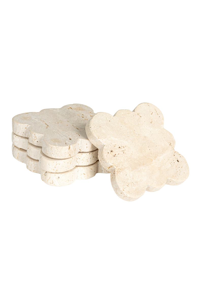 Storied Home Tuscan Elegance Travertine Coaster Set, Natural, Set of 4, Alternate, color, Natural