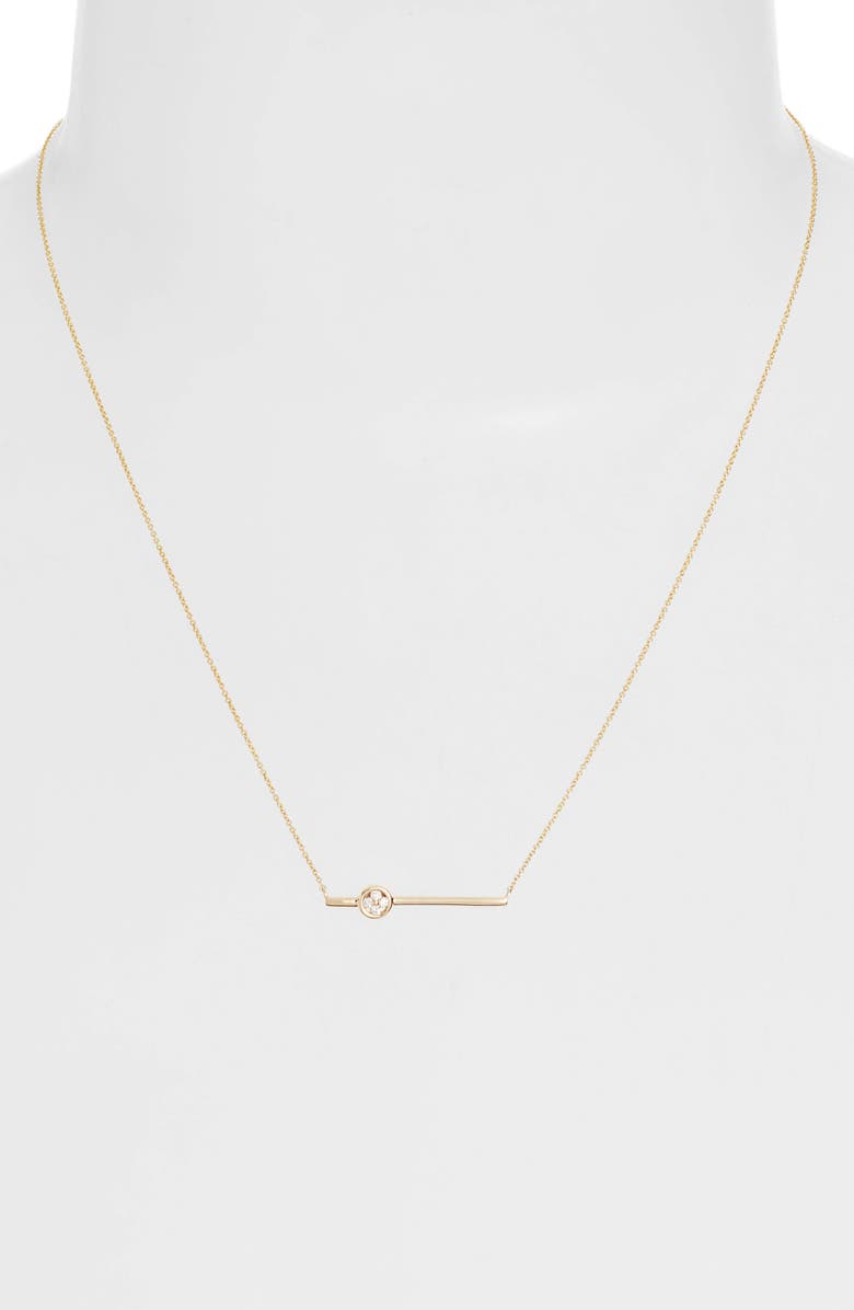 Dana Rebecca Designs Styra Reese Quatrefoil Diamond Bar Pendant Necklace, Alternate, color, Yellow Gold/ Diamond