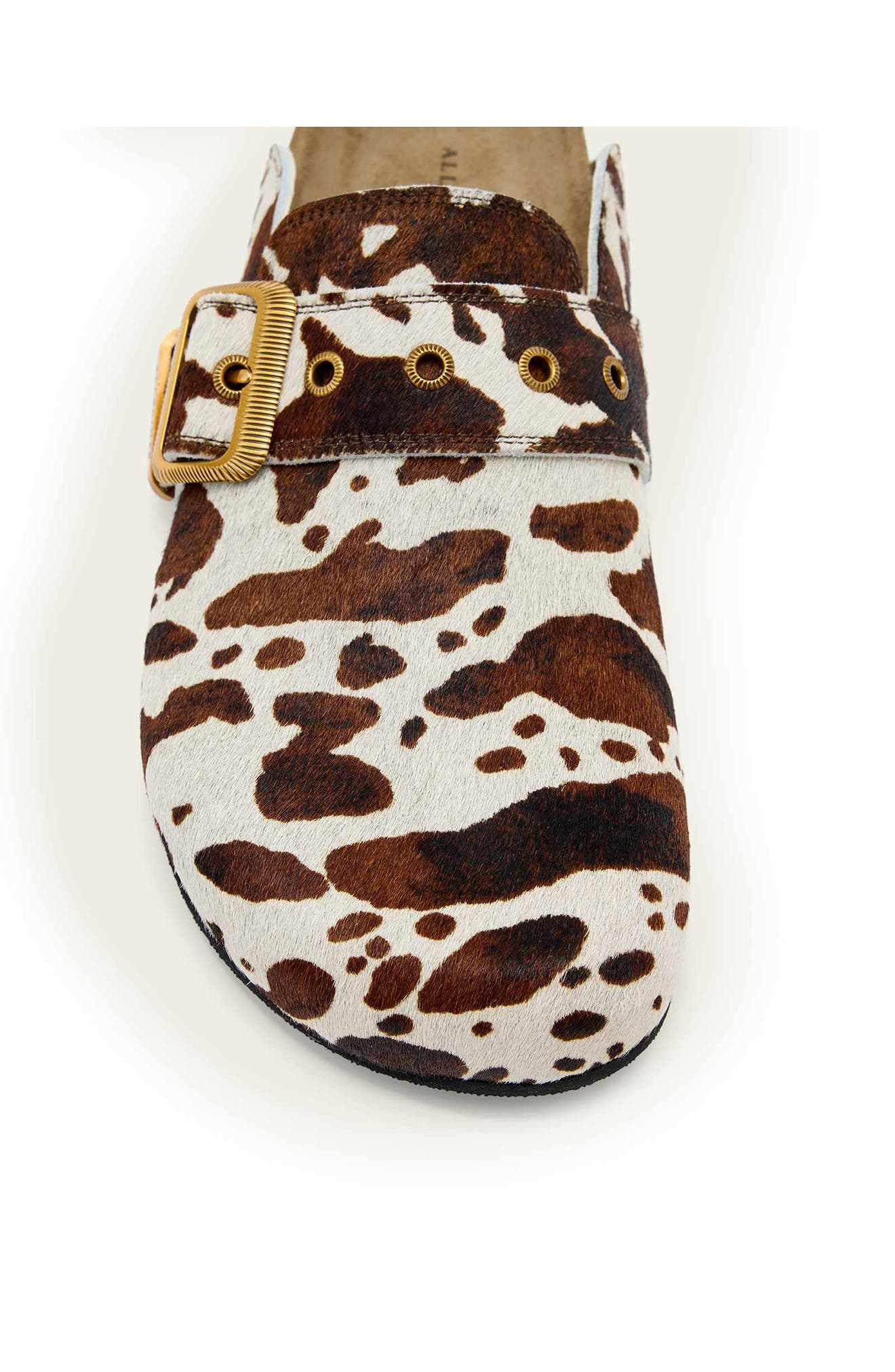 AllSaints Staffa Genuine Calf Hair Mule, Alternate, color, Cow Print