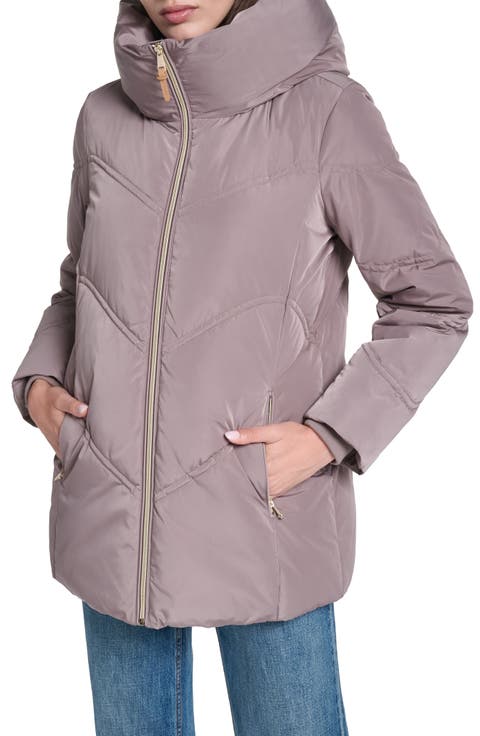 Water Repellent Down & Feather Fill Puffer Jacket