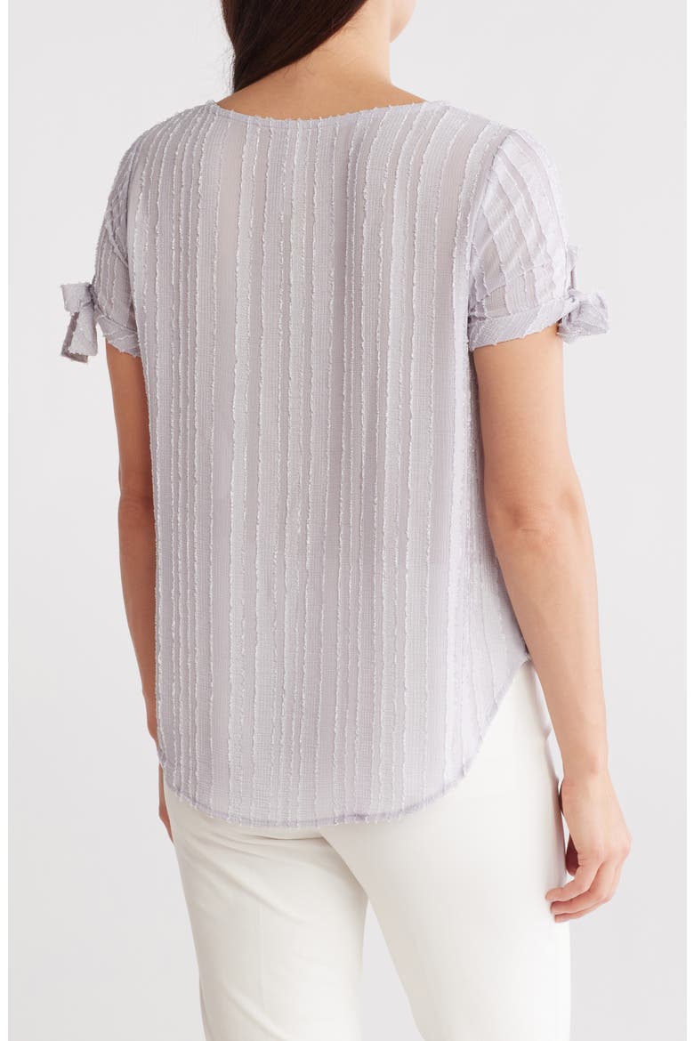 Semisheer Stripe Short Sleeve Top, Alternate, color, SILVER