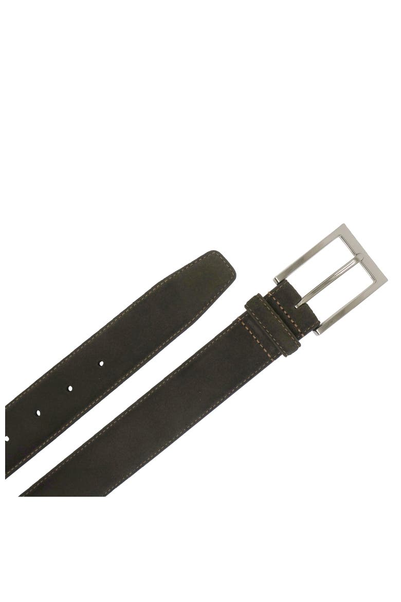 Suede Leather Feather Edge Belt, Alternate, color, Brown