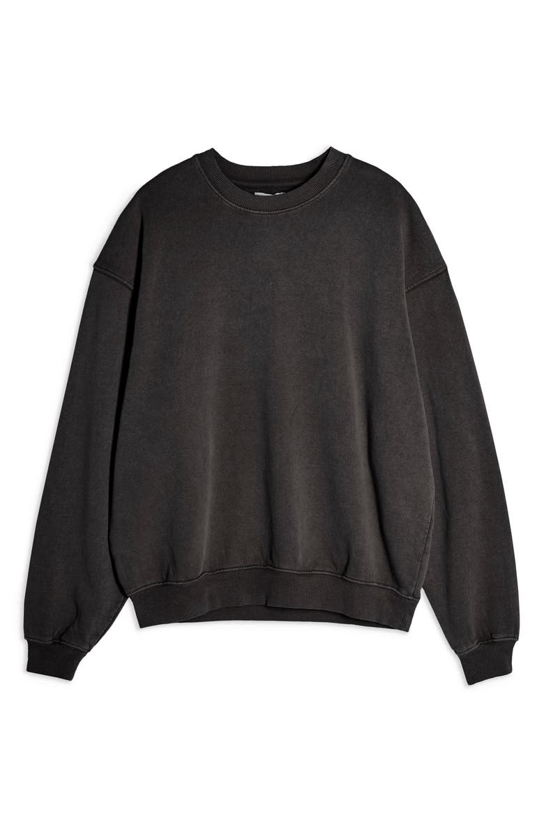 Topshop Stonewash Crew Sweatshirt, Alternate, color,