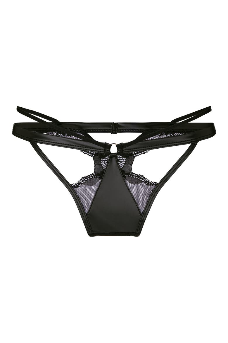 Ilenia High Leg String Thong, Alternate, color, CAVIAR