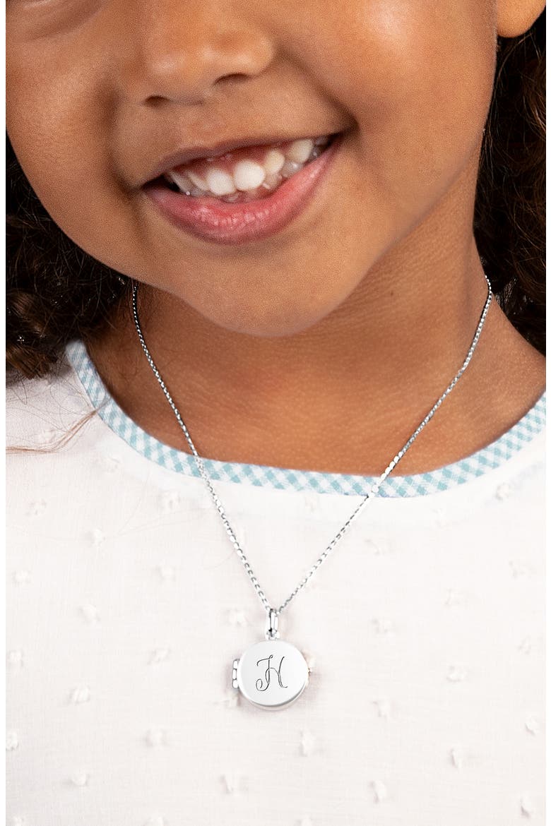 Sterling Silver Round Locket & Engraved Initial 14-16" Necklace, Alternate, color, Silver - H