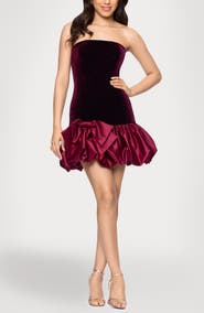 Blondie Nites Mixed Media Bubble Hem Cocktail Minidress