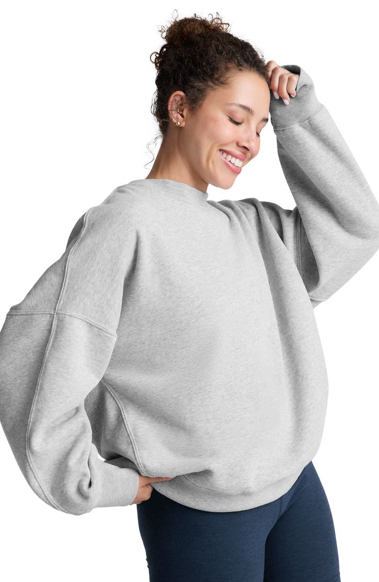 Beyond Yoga Solstice Oversize Cotton Blend Sweatshirt, Alternate, color, Light Heather Gray
