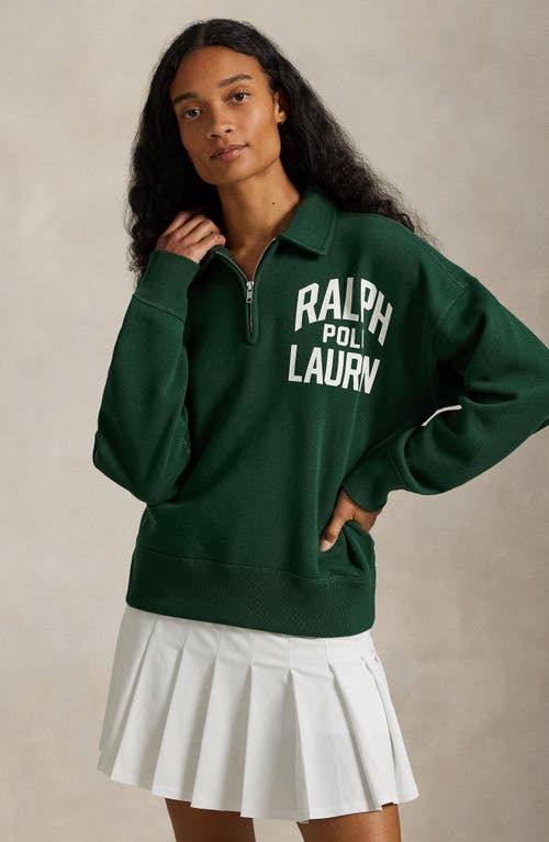 Polo Ralph Lauren Womens Northwest Pine Branded-print Half-zip Cotton-blend Sweatshirt In Green