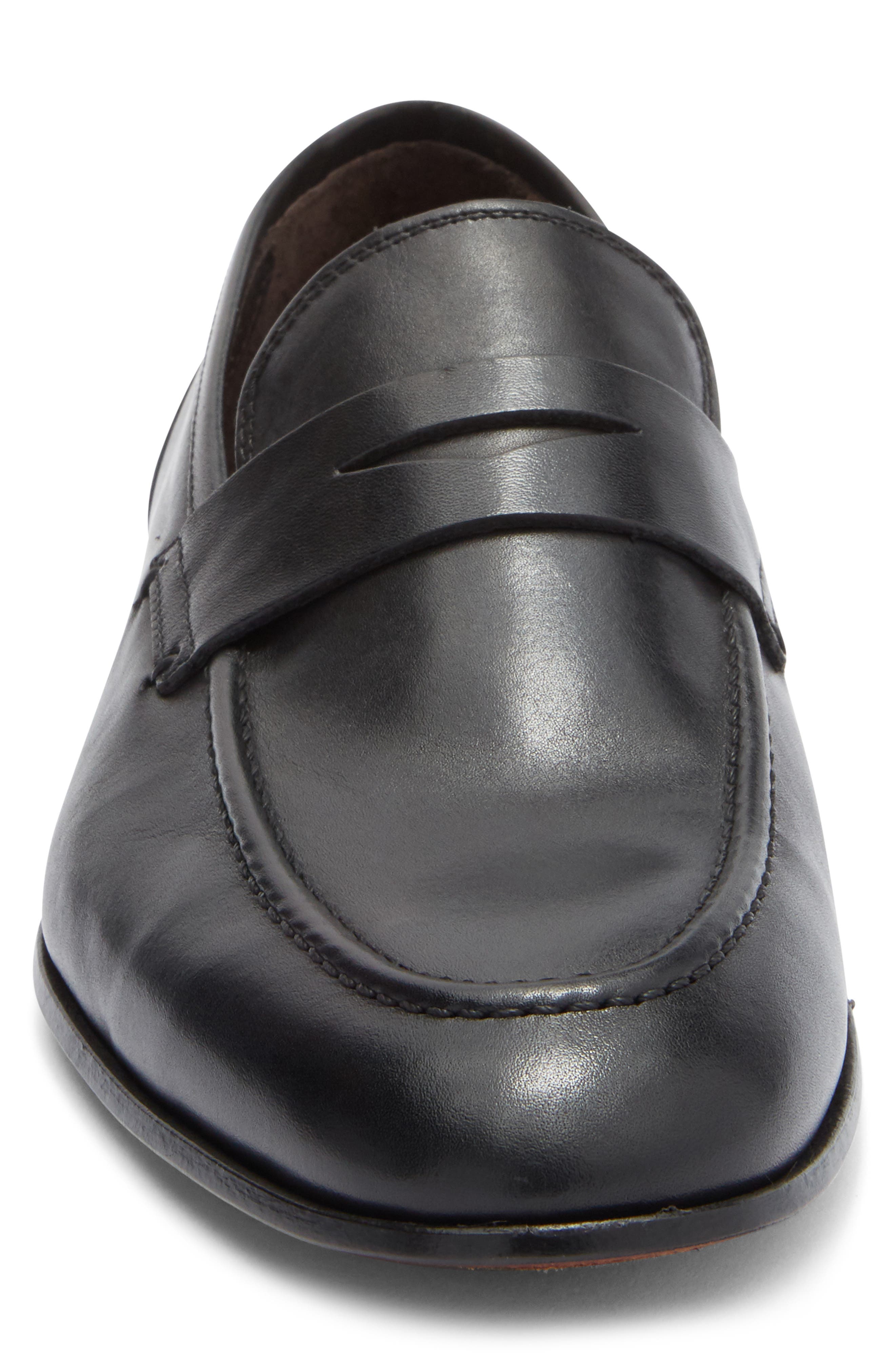 Deville Leather Penny Loafer, Alternate, color, BLACK
