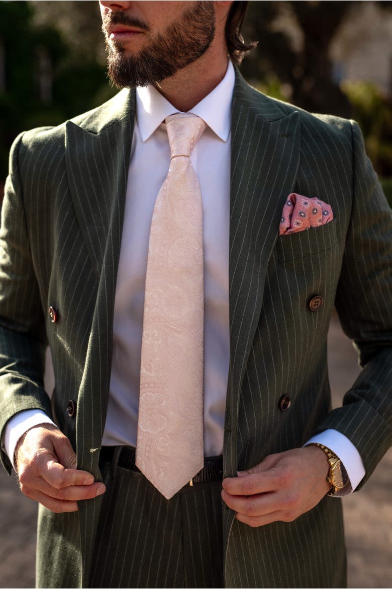 Montecarlo - Extra Long Silk Jacquard Tie for Men, Alternate, color, Pink
