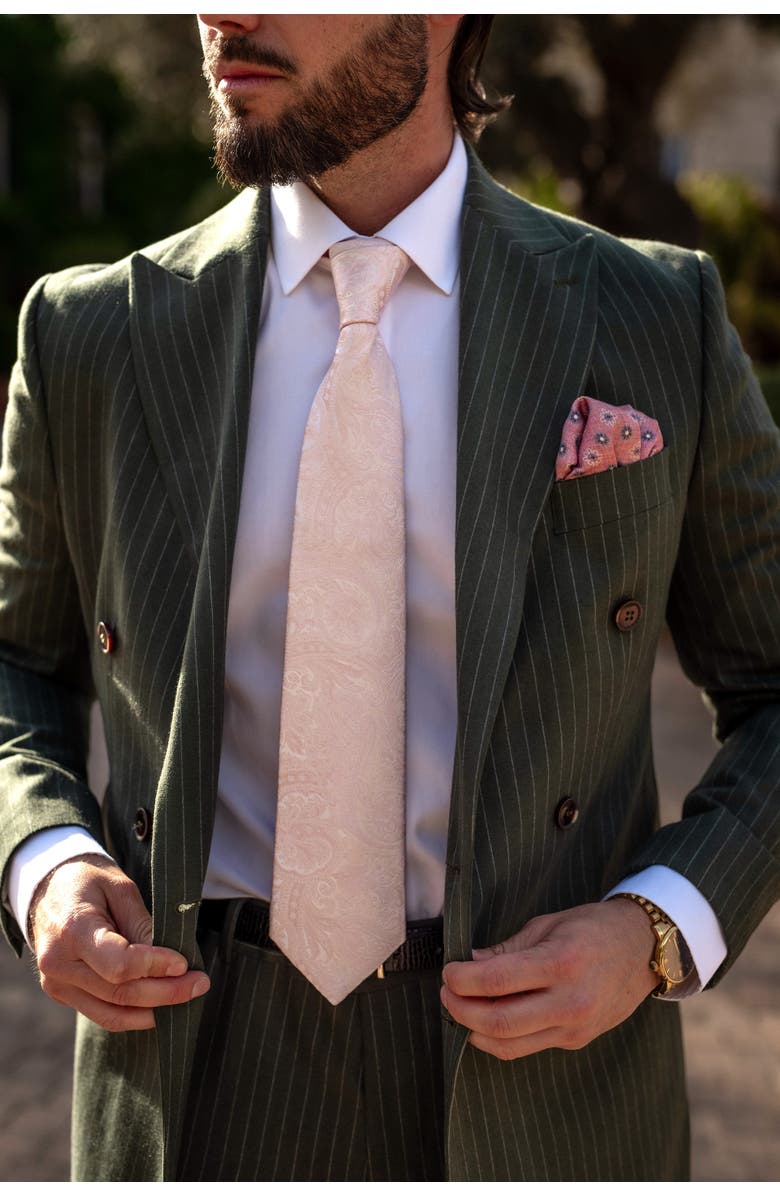 Elizabetta Montecarlo - Extra Long Silk Jacquard Tie for Men, Alternate, color, Pink