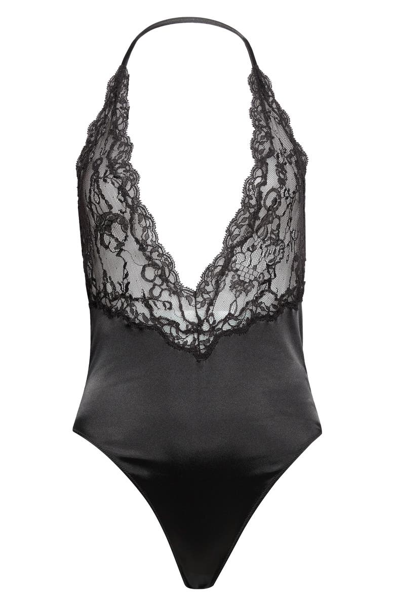 Givenchy Chandelier Lace & Jersey Bodysuit, Alternate, color, Black
