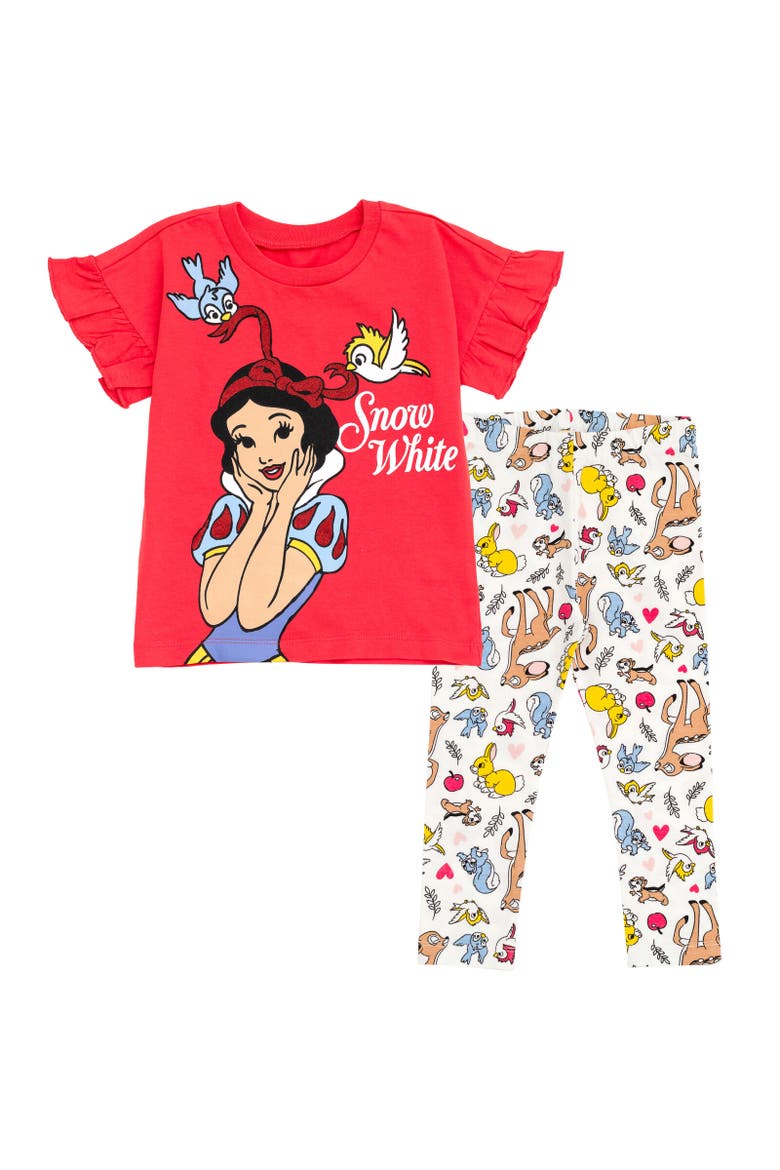 Frozen Queen Elsa 2-Piece T-Shirt and Leggings Set, Main, color, Snow White Red Tusk