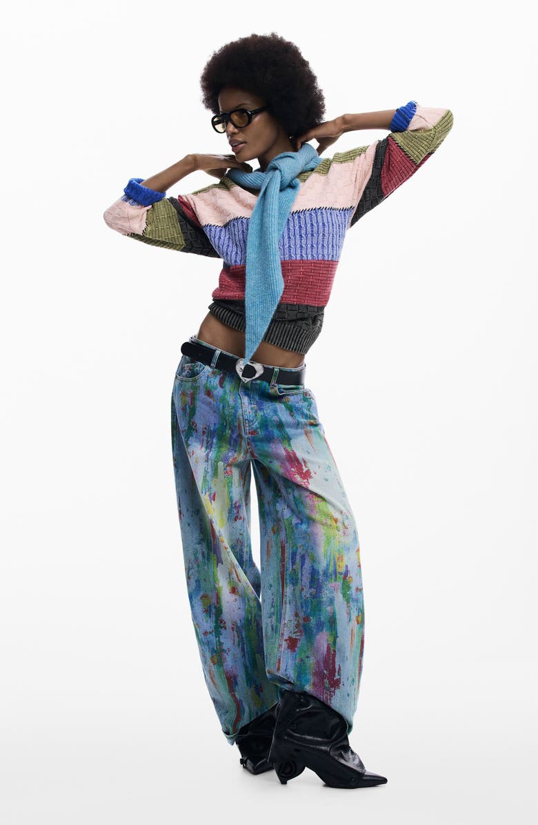 Desigual Wide Leg Jeans, Alternate, color, 